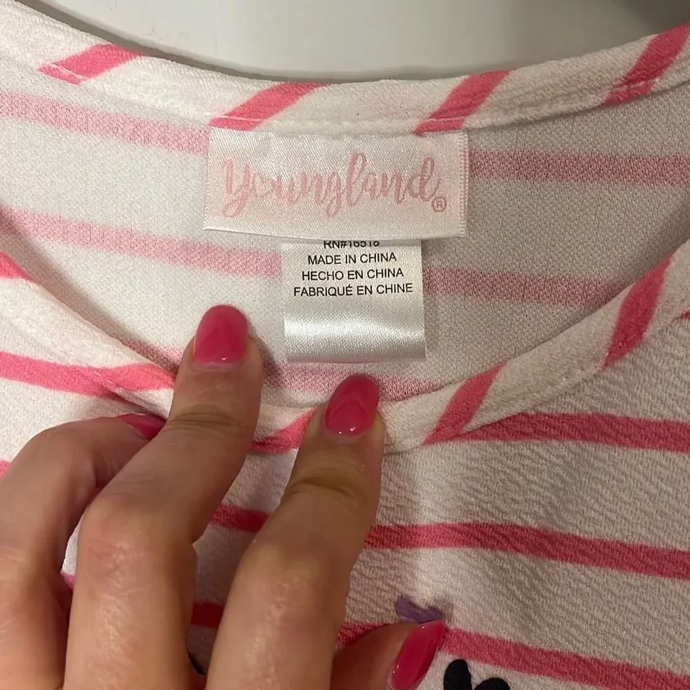 Youngland Girl's Pink Ruffled Detail‎ Unicorn Heart Print Dress Size 12 NWT